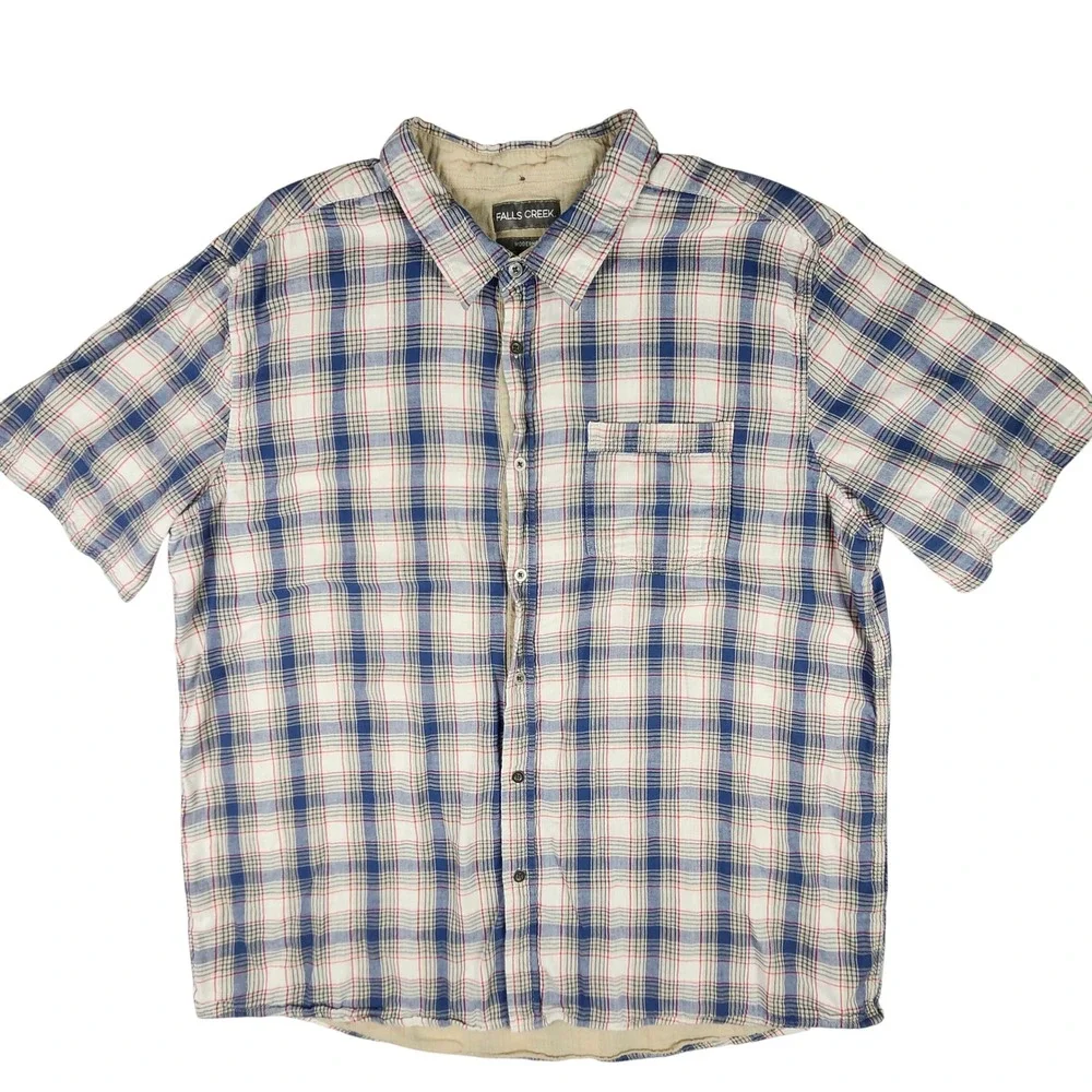 Falls Creek Plaid Short Sleeve Button Up Shirt Modern Fit Mens XXL‎ Bundle of 2 - Picture 3 of 9